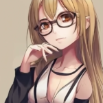 blonde glasses tan anime